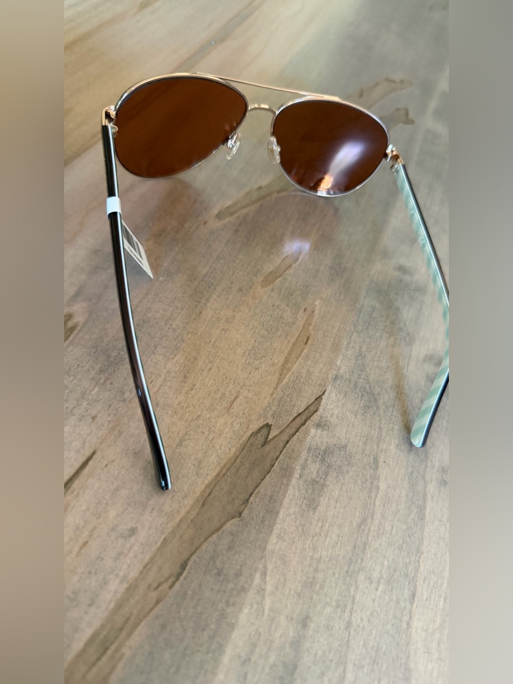 kate spade Rose-Gold Aviator Sunglasses with Turquoise Case - Picture 12 of 13